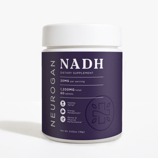 Neurogan NADH Tablets bottle, 20mg per serving, 1200mg total, 60 tablets.