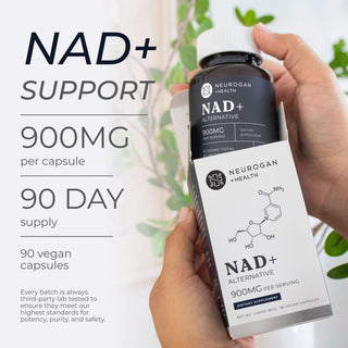 NAD+ Precursor Capsules by Neurogan: 900mg per capsule, 90 vegan capsules for cellular health, 90-day supply.