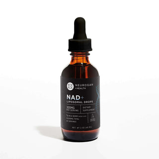 Neurogan NAD+ Liposomal Drops, 300mg per serving, 18000mg total NAD, 2oz bottle with black label.