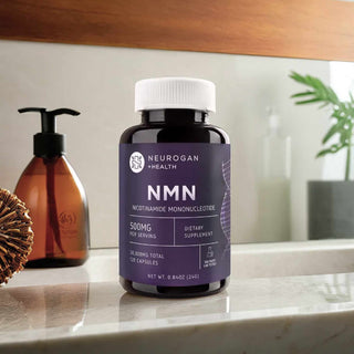 500mg nmn capsule on the kitchen counter of a bathroom