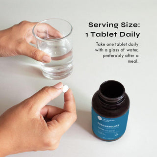 Pregnenolone tablets serving size - 1 tablet daily with water, preferably after a meal for wellness support.