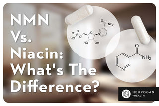 NMN and nicacin compounds. Text: NMN vs Niacin: What's the difference? 