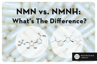 NMN vs NMNH comparison with molecular structures over capsule background.
