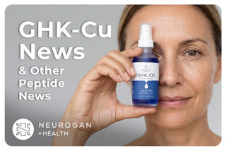 woman holding Neurogan GHK-Cu peptide spray