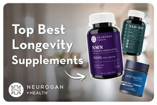 Top longevity supplements by Neurogan, featuring NMN, NAD+, and ProHealth, designed for healthy aging.