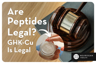 Holding copper peptides cream. Text: Are Peptides Legal?