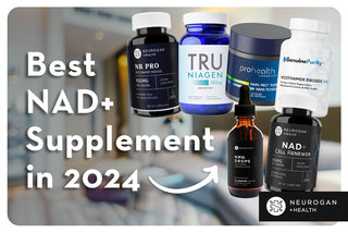 A collection of the best NAD+ products on the market. Text: Best NAD+ supplement in 2024