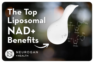 A close up of the liposomal NAD liquid and its benefits