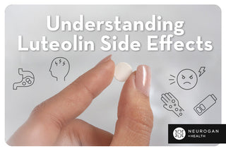 Holding a small Luteolin tablet. Text: Understanding luteolin side effects