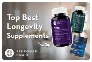 Top longevity supplements by Neurogan, featuring NMN, NAD+, and ProHealth, designed for healthy aging.