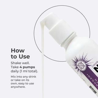 How to use NMN Drops: take 4 pumps daily for healthy aging and improved gut health.