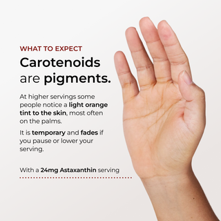 Open palm beside a text panel for Neurogan Health Astaxanthin Capsules