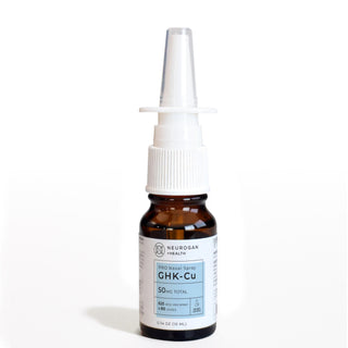 Neurogan GHK-Cu Nasal Spray bottle with 50mg total in a white-capped 10ml amber container.