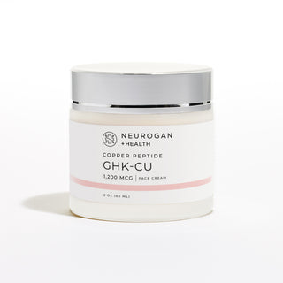 Neurogan Copper Peptide GHK-Cu Face Cream in a clear 2oz jar, 1,200 mcg total