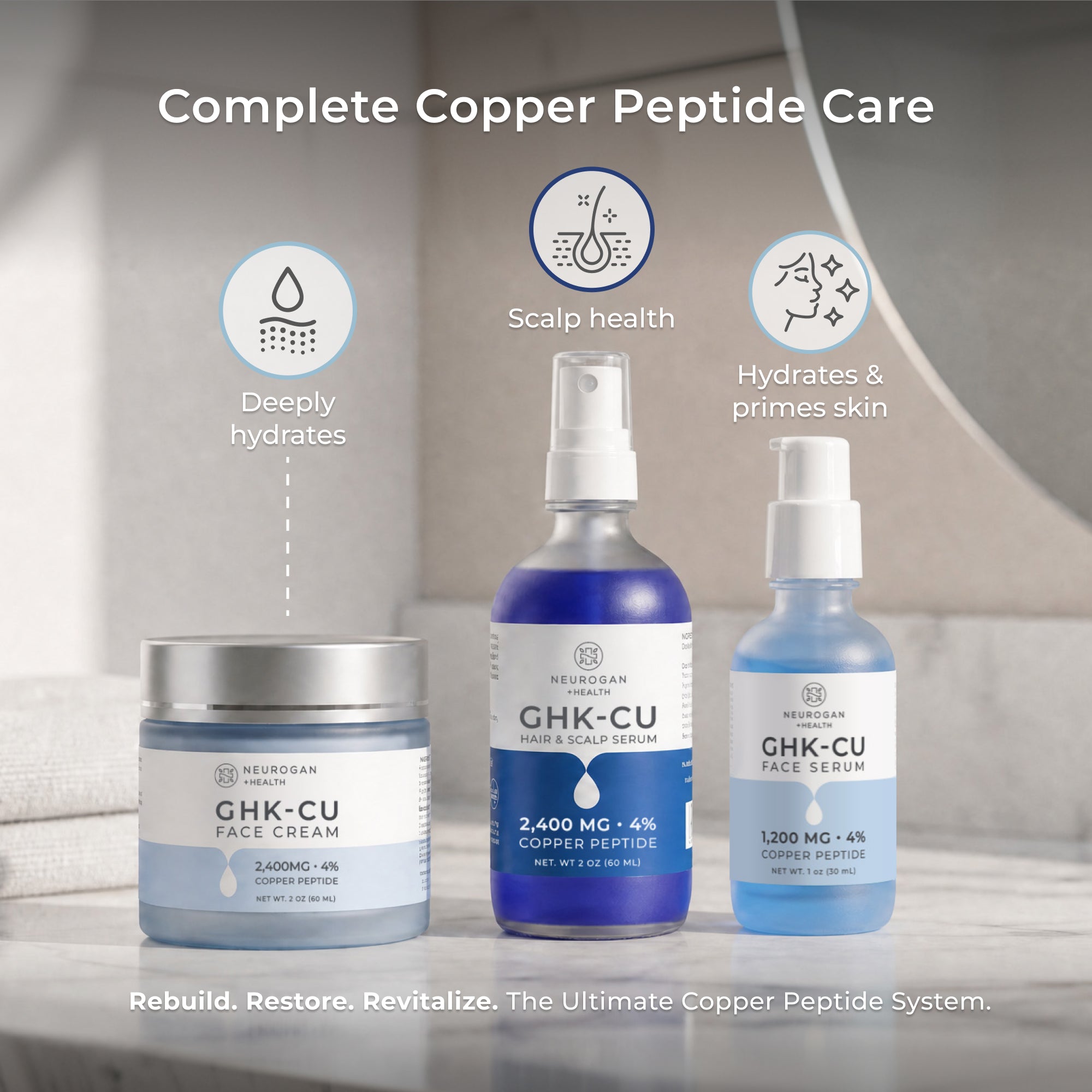 The Skin & Hair Stack | GHK-Cu Copper Peptide Bundle | Neurogan Neurogan Health The Skin & Hair Stack | GHK-Cu Copper Peptide Bundle | Neurogan Neurogan Health