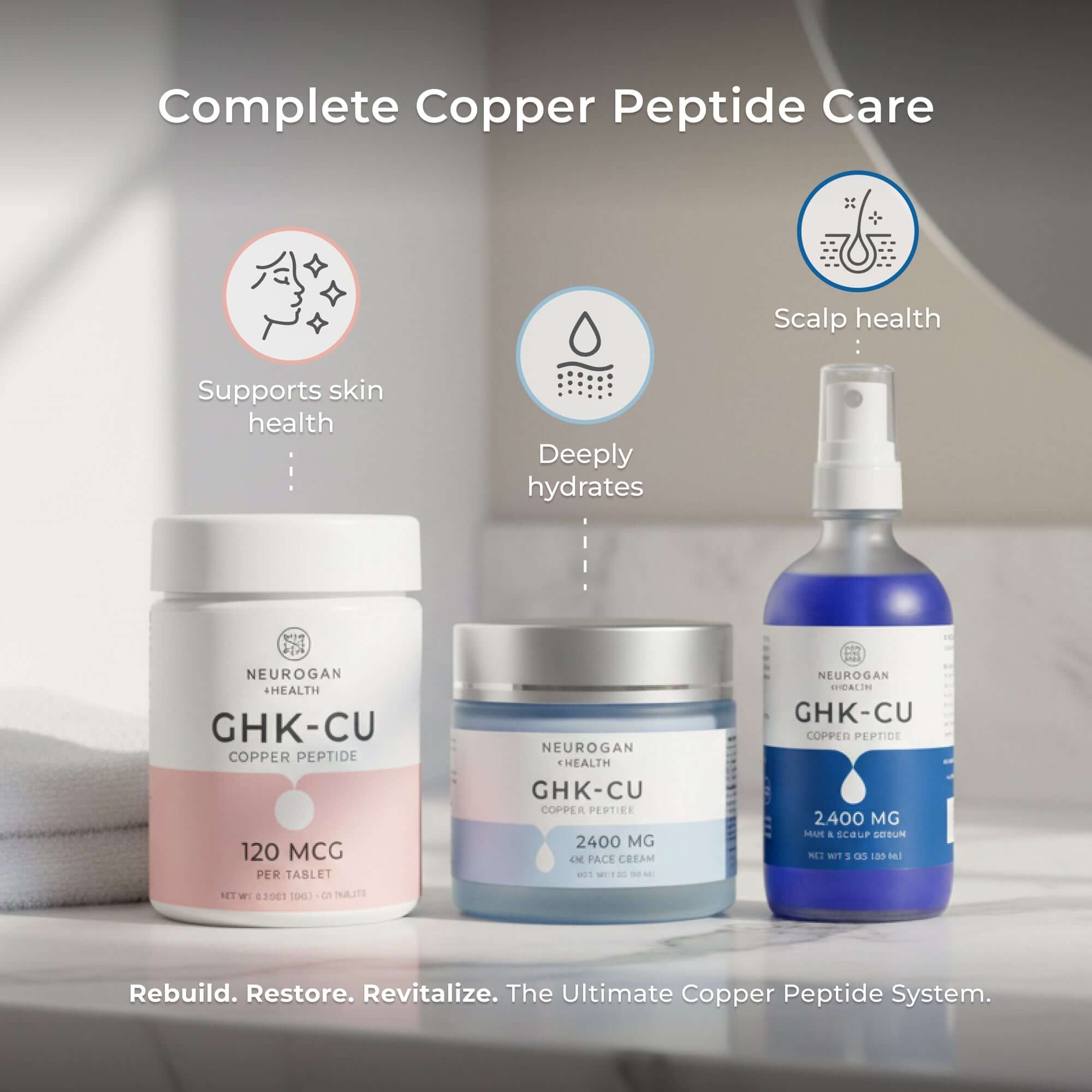 The Skin & Hair Stack | GHK-Cu Copper Peptide Bundle | Neurogan Neurogan Health The Skin & Hair Stack | GHK-Cu Copper Peptide Bundle | Neurogan Neurogan Health
