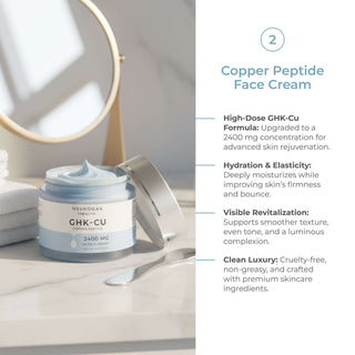 The Skin & Hair Stack Copper Peptide Face Cream in a stylish jar for skincare rejuvenation and hydration.