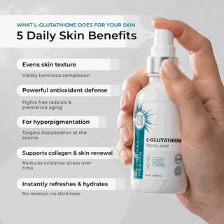 L-Glutathione Face Mist benefits — antioxidant hydration, no white cast, all skin types