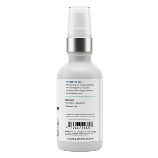 L-Glutathione Face Mist back label — 120mg, 2 fl oz, usage directions
