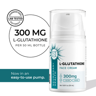 L-Glutathione Face Cream jar with its botanical oil ingredients