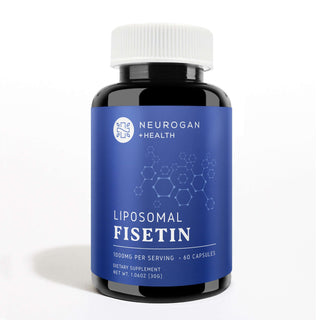 Neurogan Liposomal Fisetin Capsules 60,000 mg total in a blue-labeled bottle, 1000 mg per serving, 60 capsules.