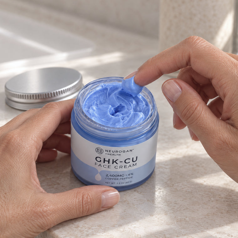 Morning skincare routine with 2400 mg GHK-Cu Face Cream, step 2
