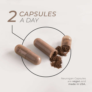 Two Maca Root Capsules showing powdered maca with daily dosage recommendation.