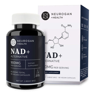 NAD+ Precursor Capsules by Neurogan, 900mg per serving, 90 vegan capsules for cellular health support.