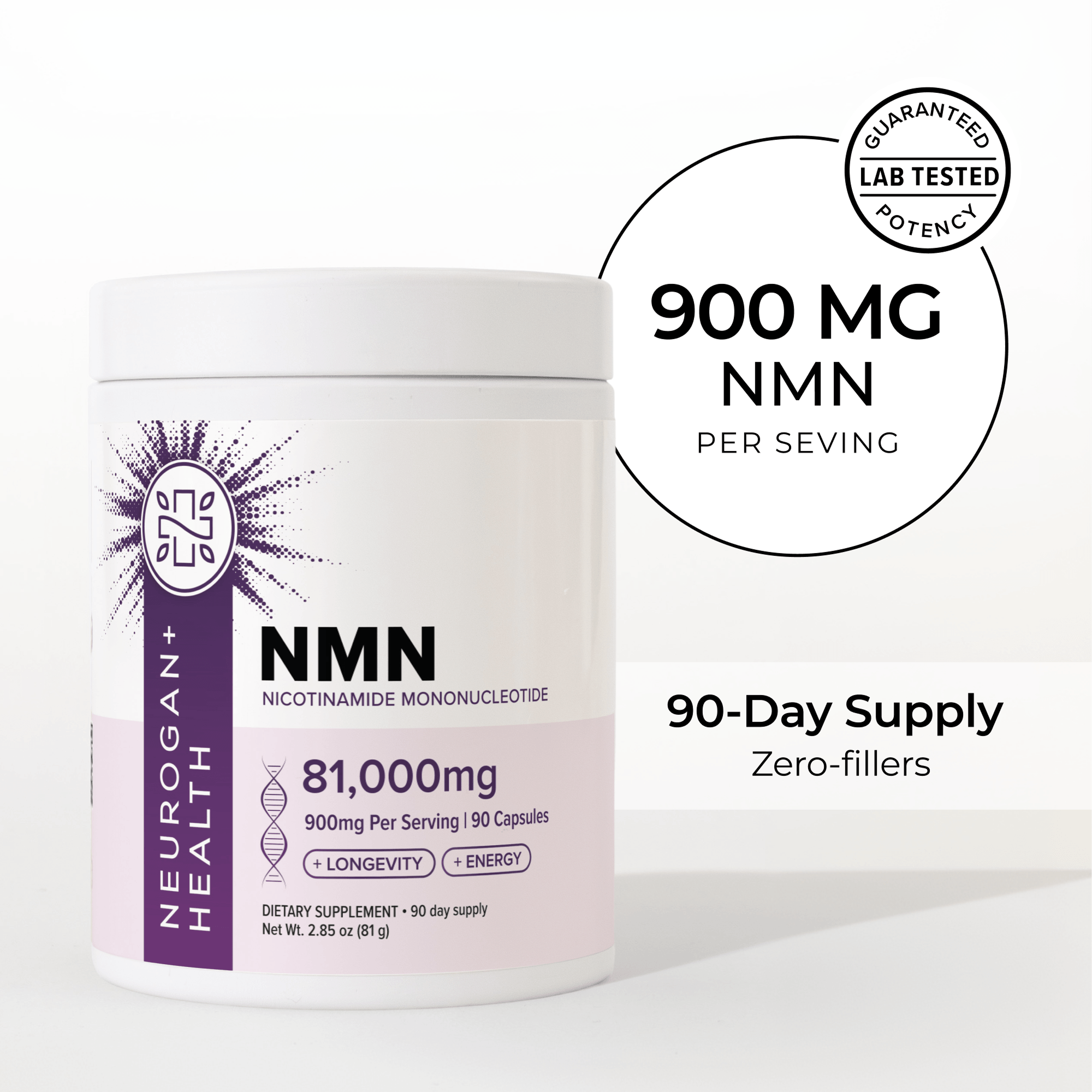 NMN Capsules 900mg, 90 capsules, Boost NAD+ Levels – Neurogan Health