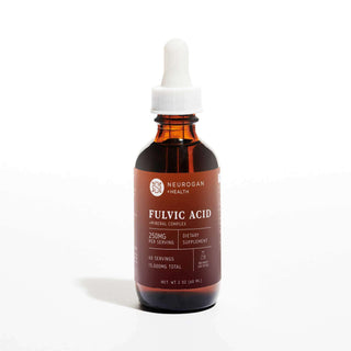 Neurogan Fulvic Acid Drops, 250mg per serving, dietary supplement in 2oz bottle, brown label.