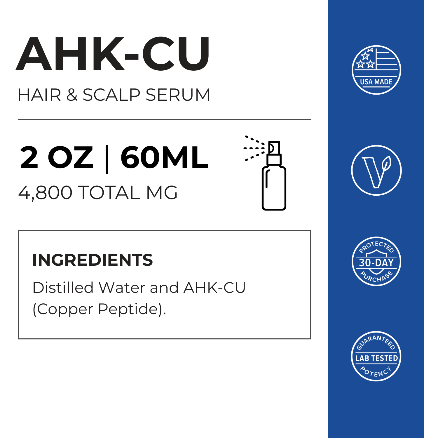 ahk-cu peptide hair growth study AHK-Cu Hair Elixir 4800mg 99%