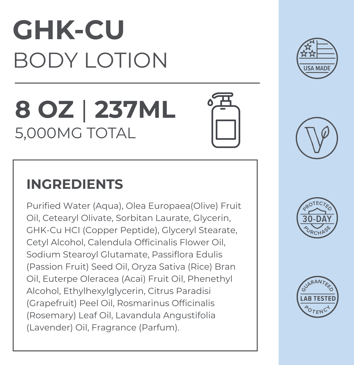 GHK-Cu Body Lotion 5000mg, Copper Peptide, 8oz Neurogan Health GHK-Cu Body Lotion 5000mg, Copper Peptide, 8oz Neurogan Health