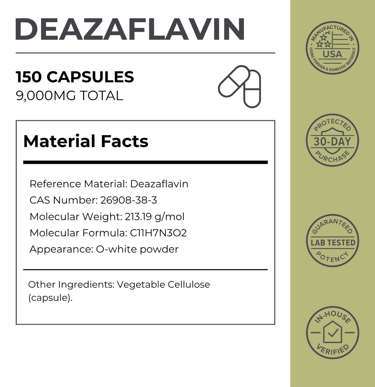 Deazaflavin Capsules | 60mg, Vegan-friendly, Research-Grade 