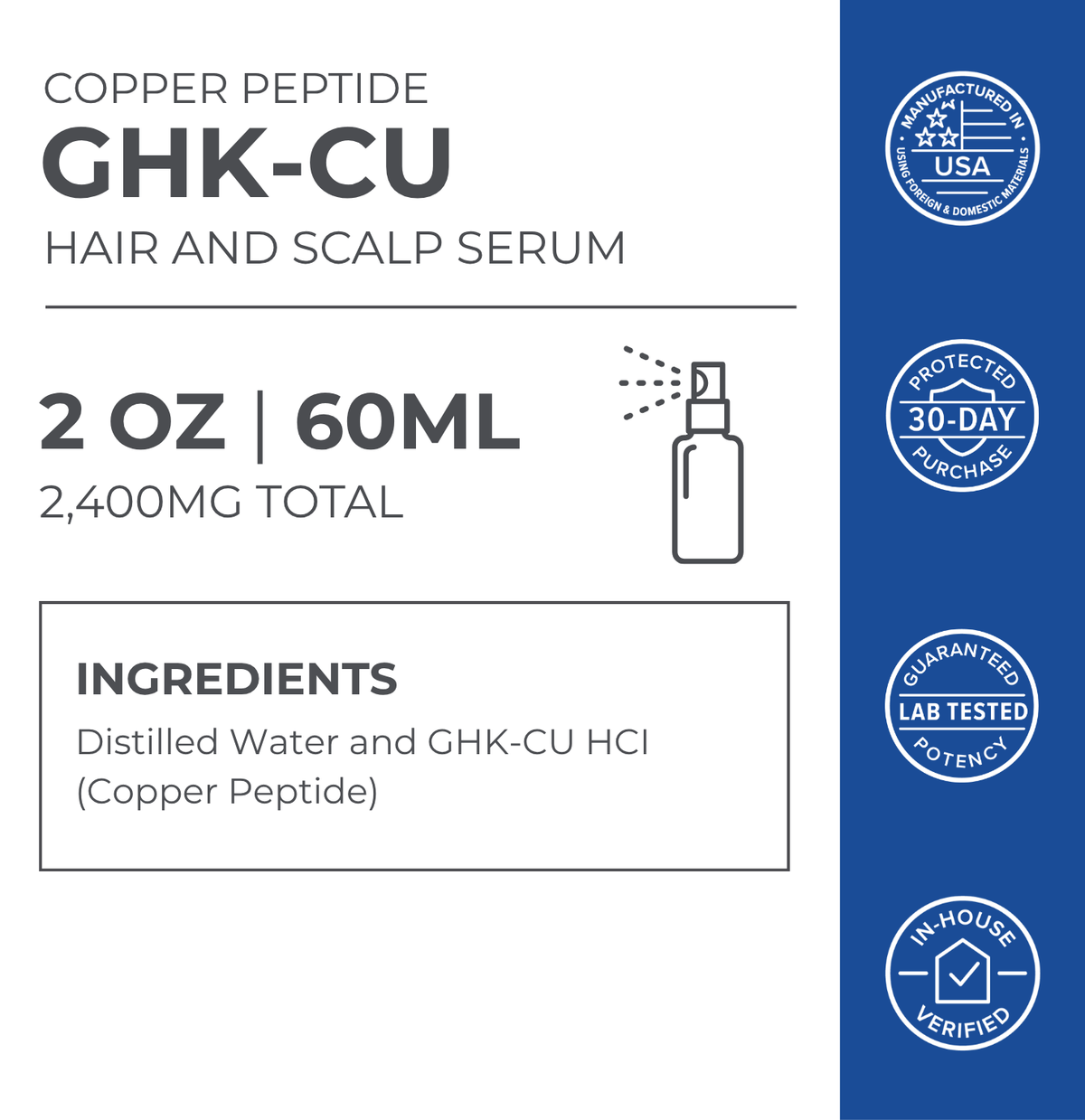 GHK-Cu Hair & Scalp Serum 2400mg 4% | Less Shedding