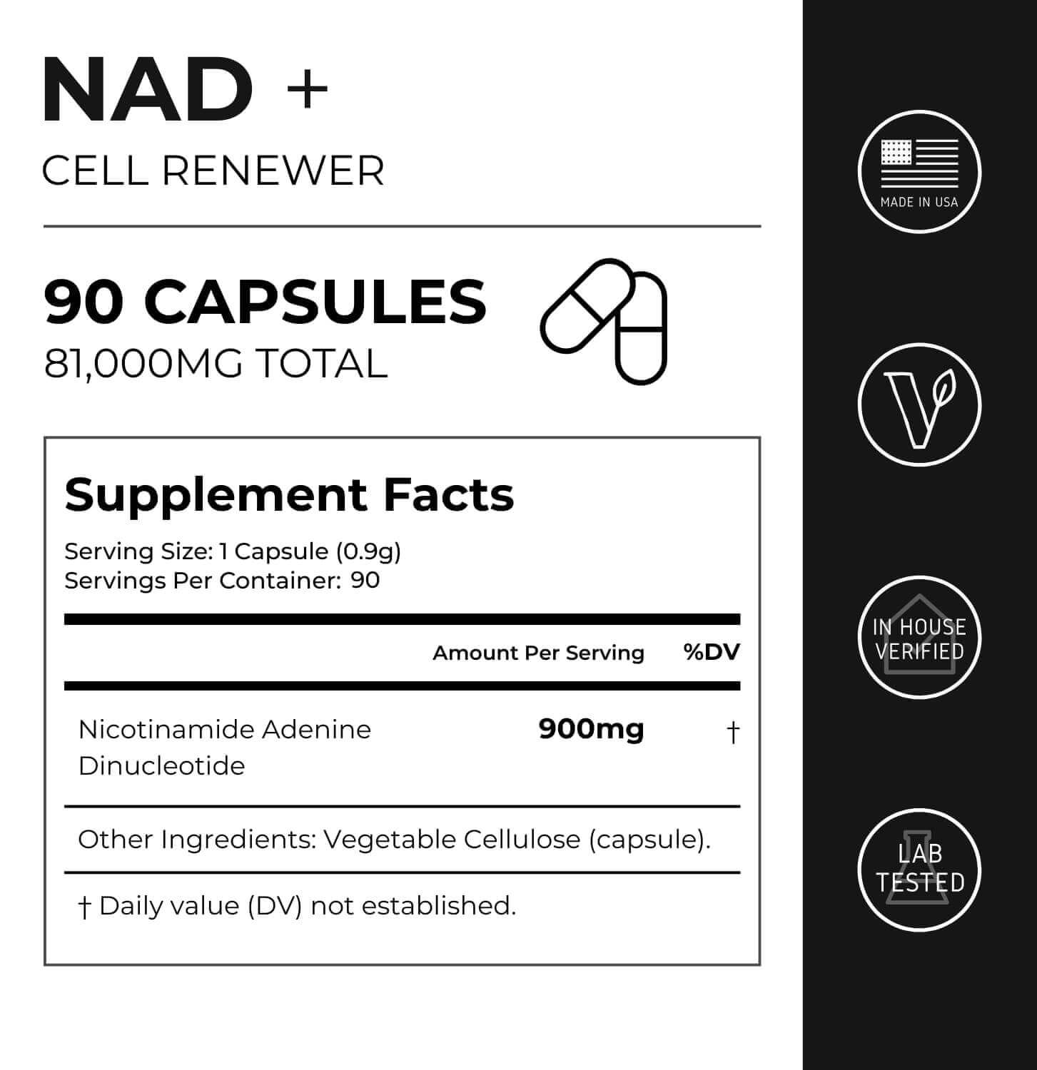 Nad Boost NAD+ Capsules | 900mg, Healthy Aging, Boost NAD+