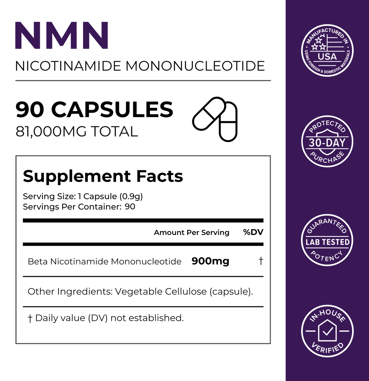 NMN Capsules 900mg, 90 capsules, Boost NAD+ Levels – Neurogan Health