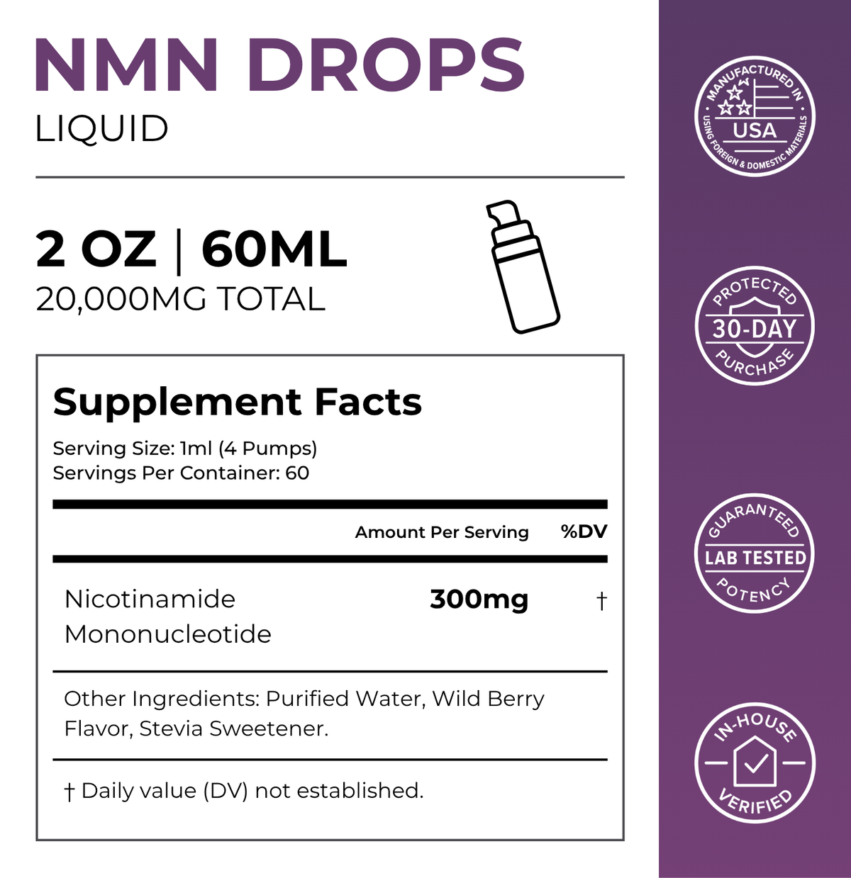 NMN 液体 NMN Liquid Drops, 20000mg, 60ml, Fast Absorption – Neurogan Health