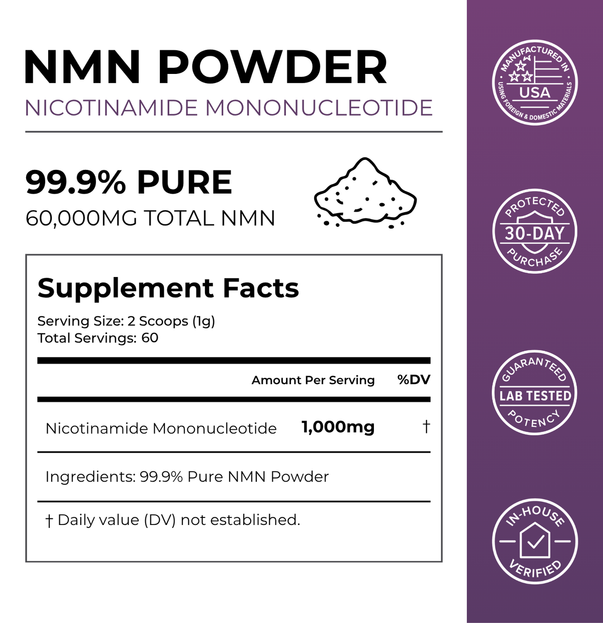Pure NMN Powder (Nicotinamide Mononucleotide) | 60g – Neurogan Health