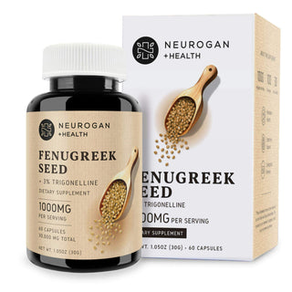Neurogan Fenugreek Seed Capsules bottle and box with 1000mg per serving and 3% trigonelline