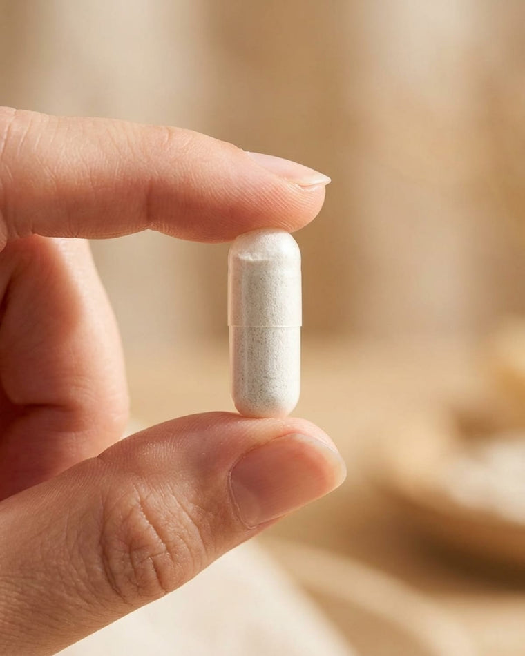 A Liposomal Spermidine capsule held between two fingers
