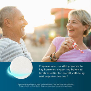 Happy older couple outdoors, highlighting Pregnenolone’s role in supporting well-being and cognitive function*.